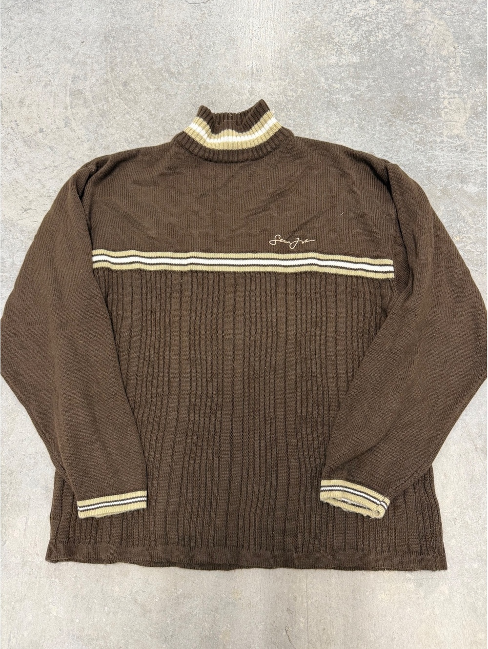 Vintage Sean John Brown Ribbed Knit Turtleneck Sweater